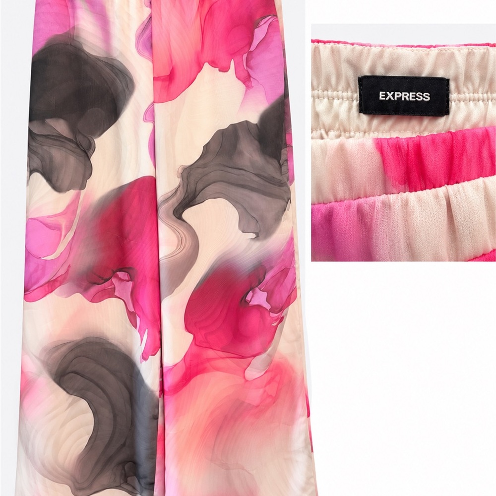 Express Pink Marble Print Pants 14/16 feel